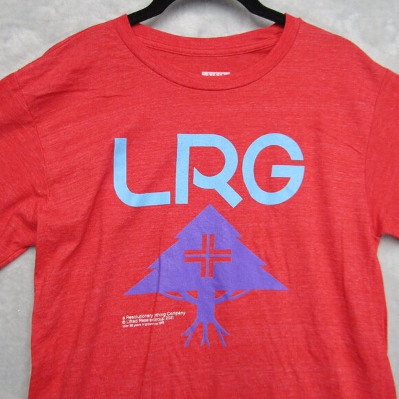 Men's Red Heather LRG 20 Stack Logo Graphic Tee T-Shirt Small Short Sleeve - Picture 2 of 8